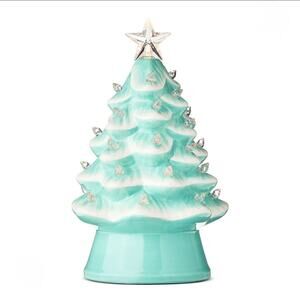 Mr Christmas 8" Nostalgic Seafoam Blue Ceramic Light Up Christmas Tree